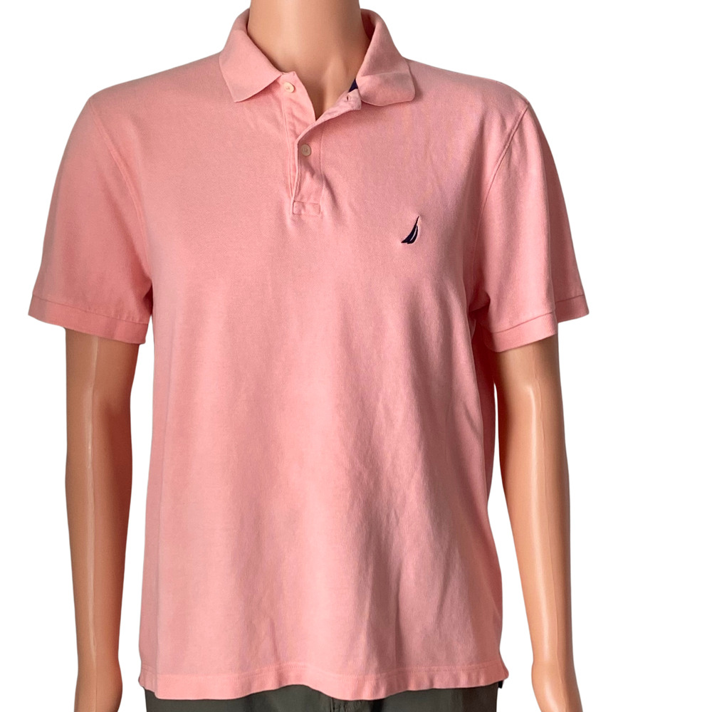 Nautica Polo Shirt Men's Large Light Orange Short Sleeve NEW